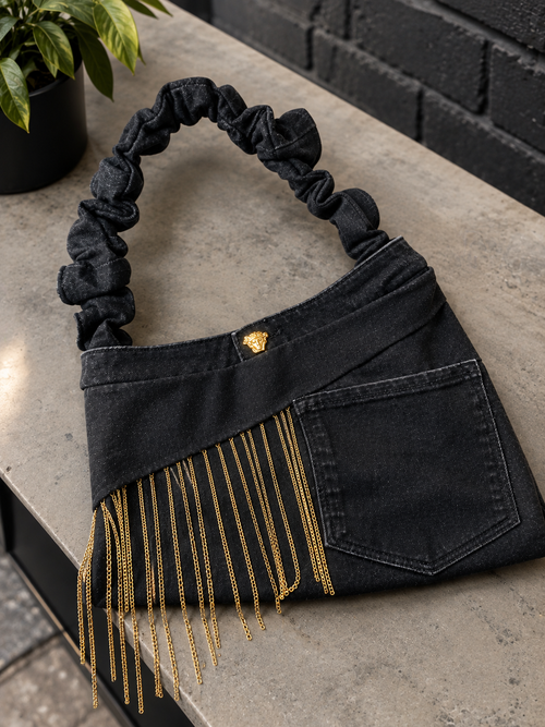 Black Royalty Denim Bag