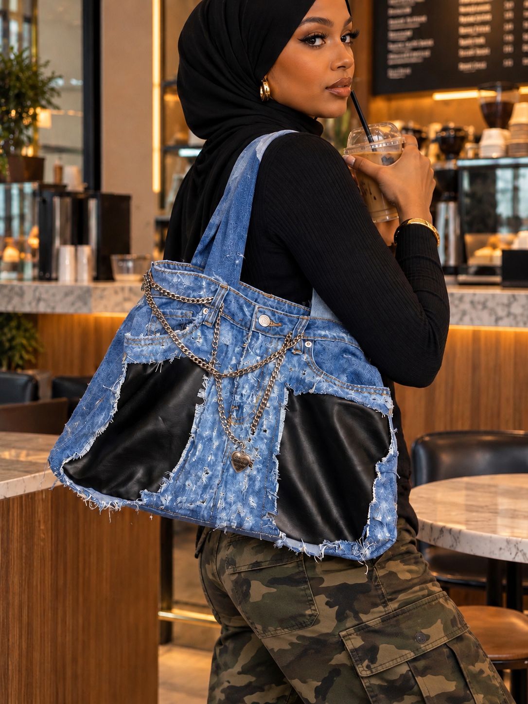 Leather X Denim Bag